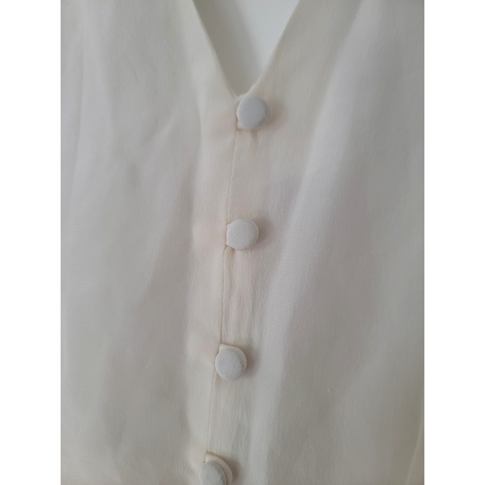 NWT Joie 100% Silk Porcelain White Pleated V-Neck Sleeveless Eulalia Blouse XS - Picture 10 of 10